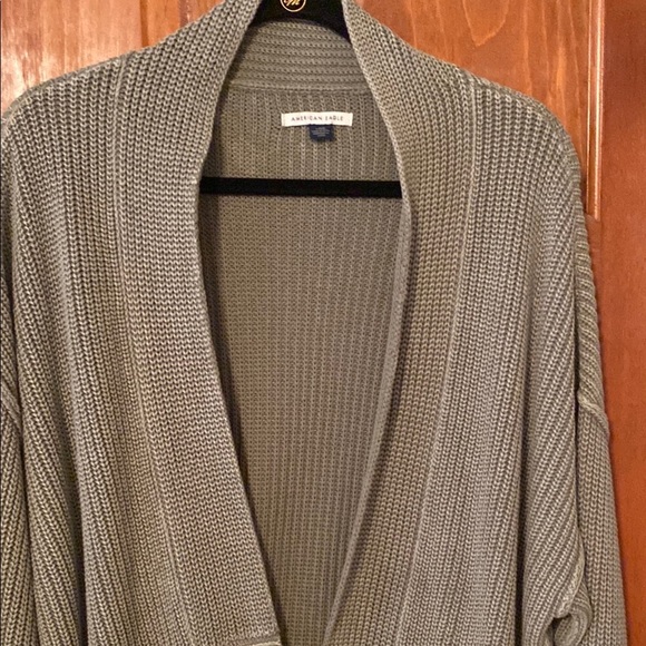 American Eagle Outfitters Sage Green Ribbed Knit Open Front Cardigan Size Large - Picture 7 of 9